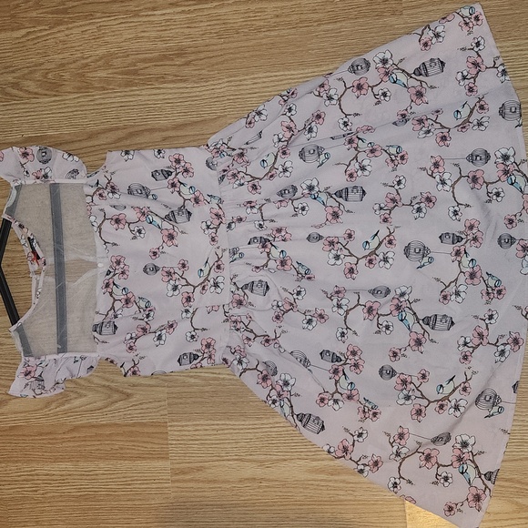 Hell Bunny Dresses & Skirts - Floral Hell Bunny Dress with Sheer Shoulder Detail